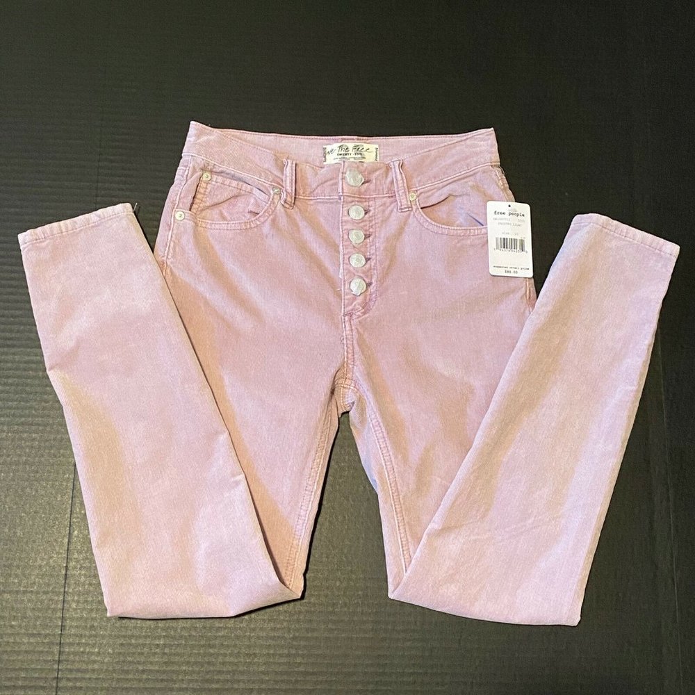 NWT Free People $88 We The Free Women Jeans 25 Sun Chaser Cord Skinny Lilac - Picture 2 of 9